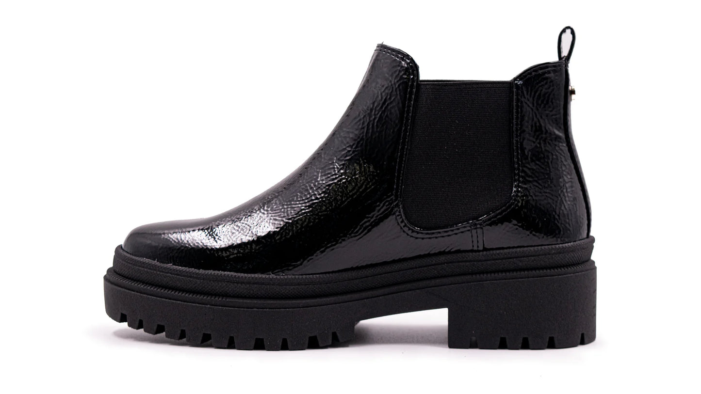 Botines Hispana de Charol Negro para Mujer