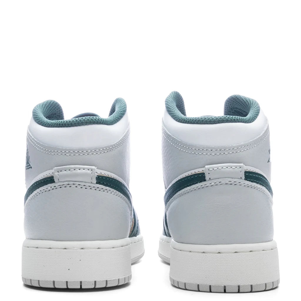 Air Jordan 1 Mid SE GS White Oxidized Green Sail Neutral Grey