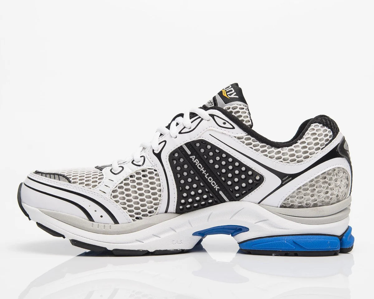 Sneakers Saucony ProGrid Mesh Blanc Noir Bleu Style Running Rétro