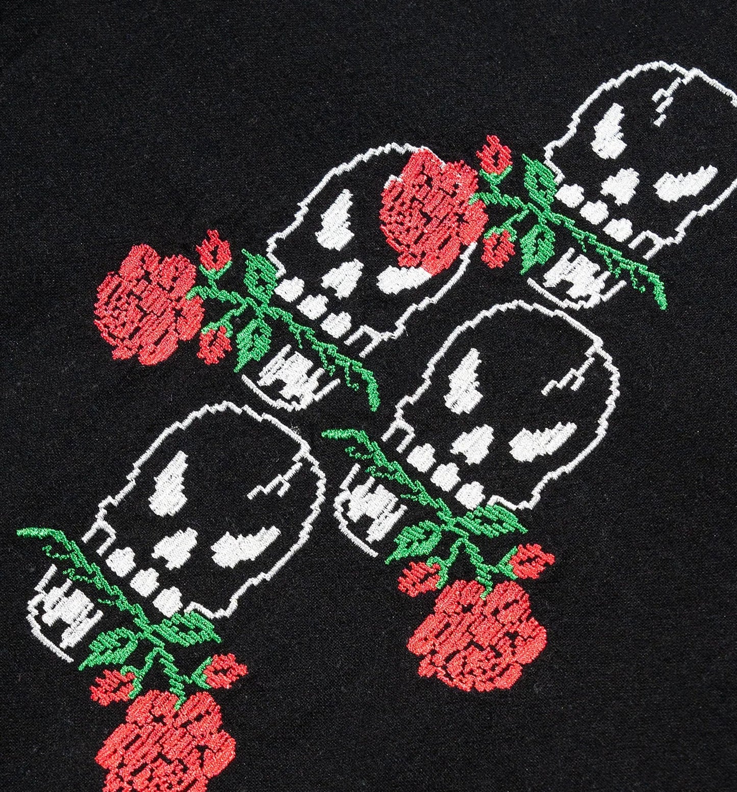 Magic Embroidered Button Down Mens Short Sleeve Shirt Black