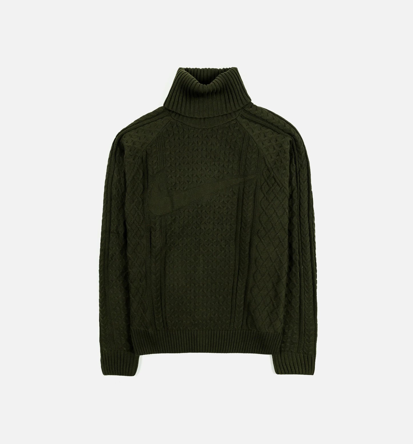 NSW Cable Knit Turtleneck Mens Sweater Green