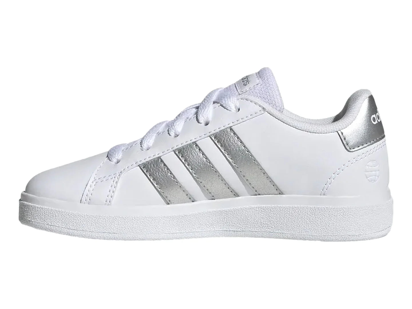 Tenis Adidas Grand Court 20 Blanco y Plata para Niña