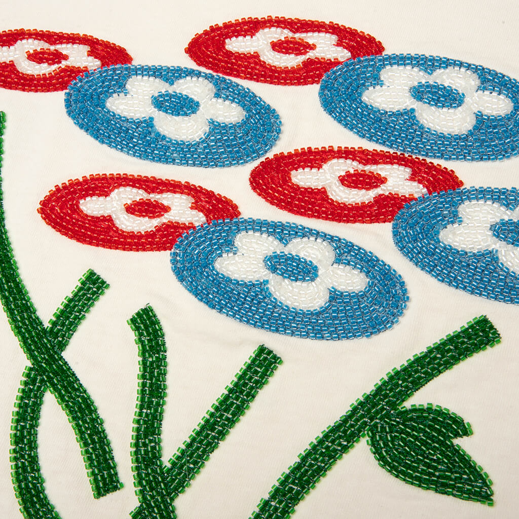 Beads Classic Flower Tee Washed Cream