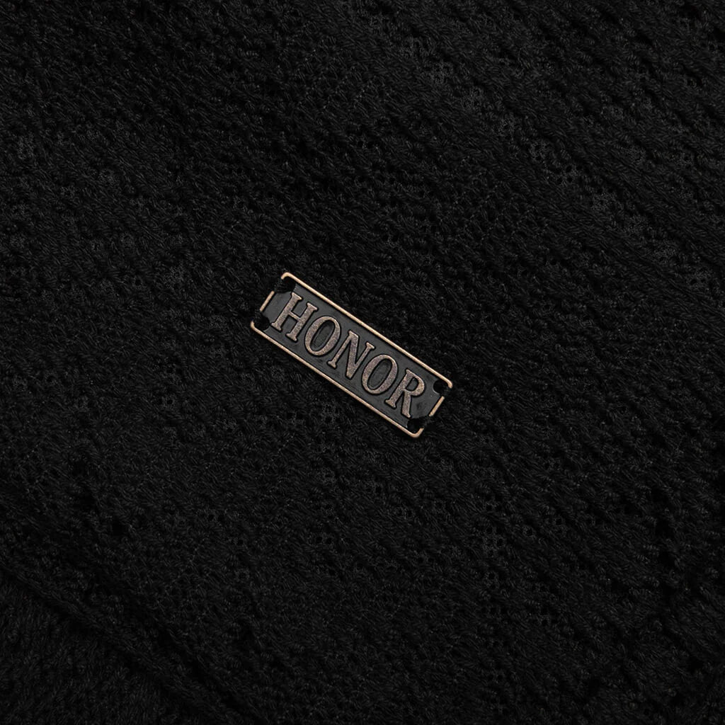 Pointelle Crochet Drawcord 7 Shorts Black