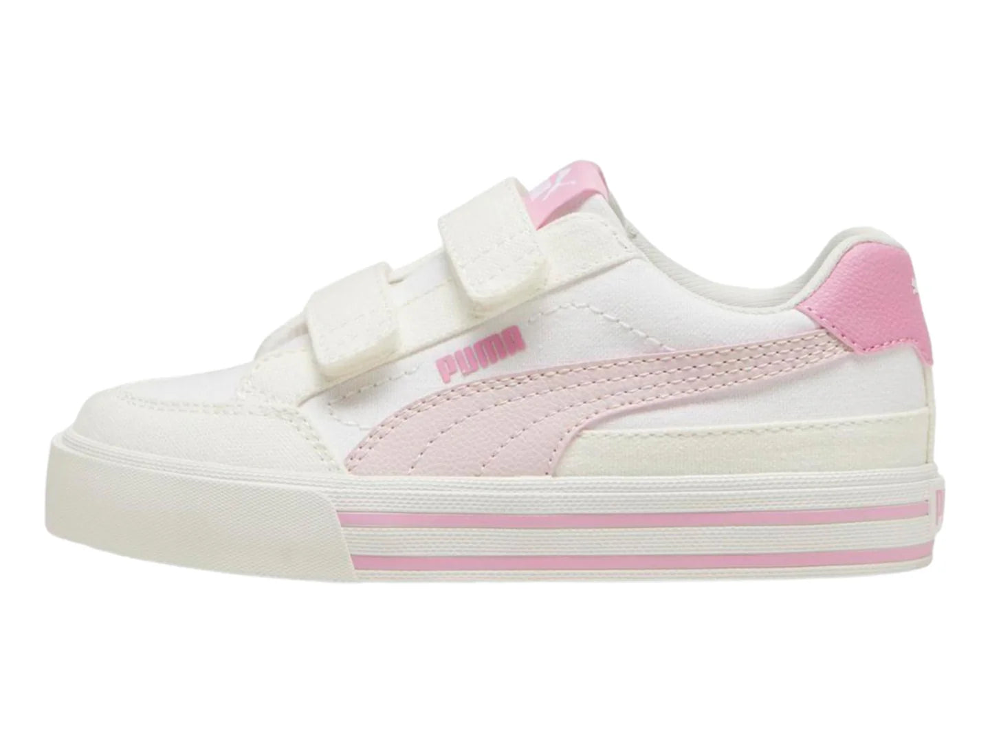 Tenis Puma Court Classic Blanco y Rosa para Niña