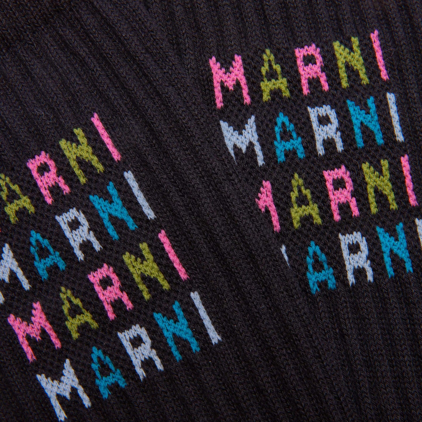 Black Ribbed Cotton Socks With Multicoloured Logos Black