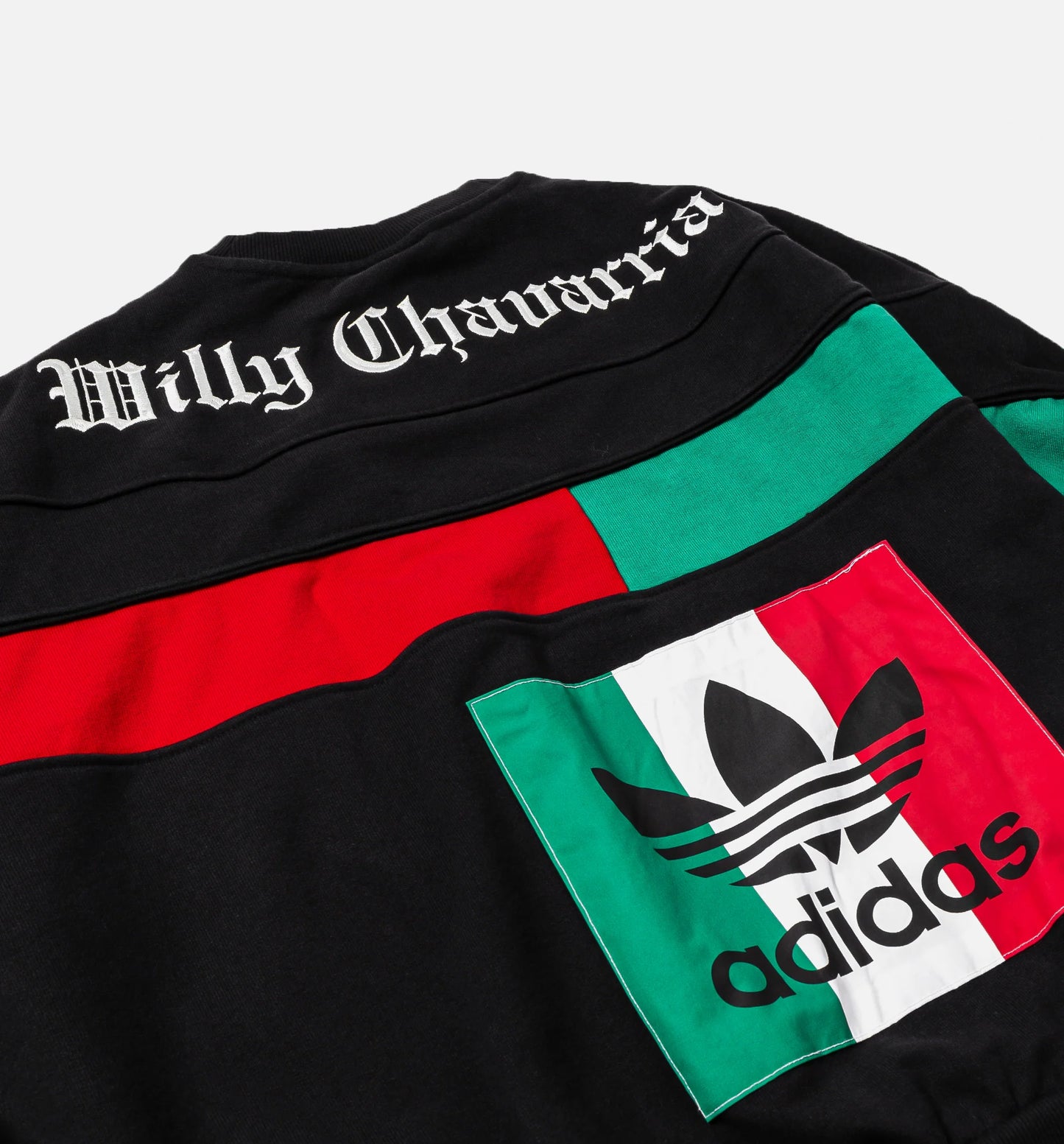 Willy Chavarria x Adidas Fleece Stripe Detailed Mens Crewneck Black