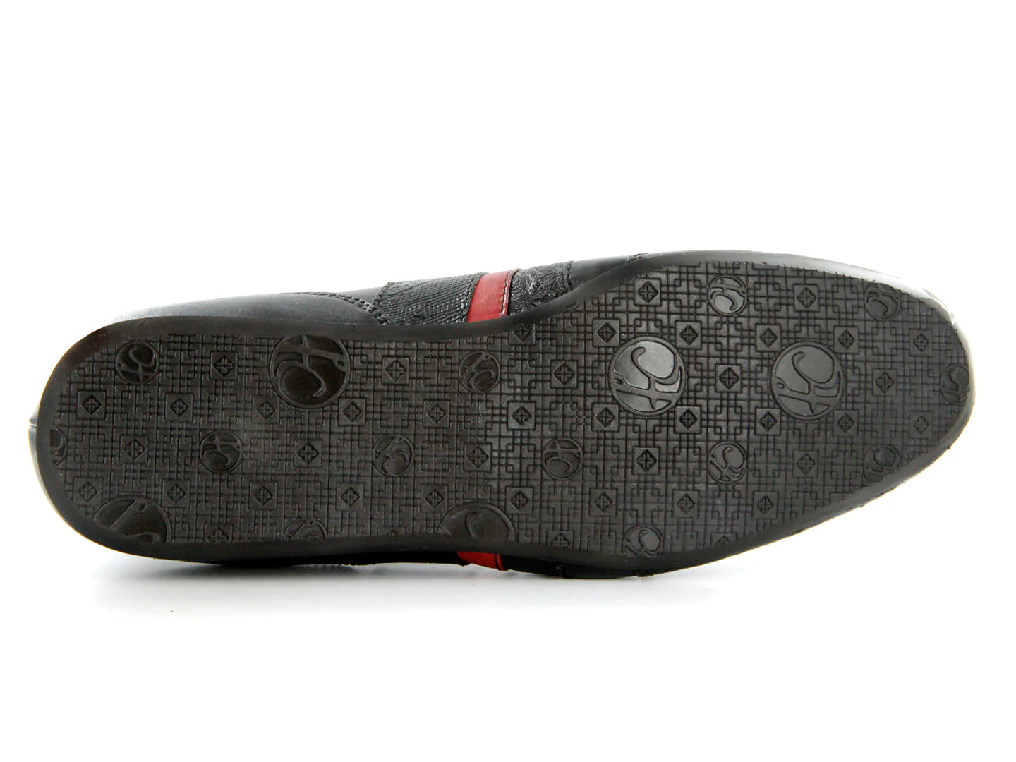 Zapatos Cuadra Negro y Rojo en Piel de Avestruz y Lizard