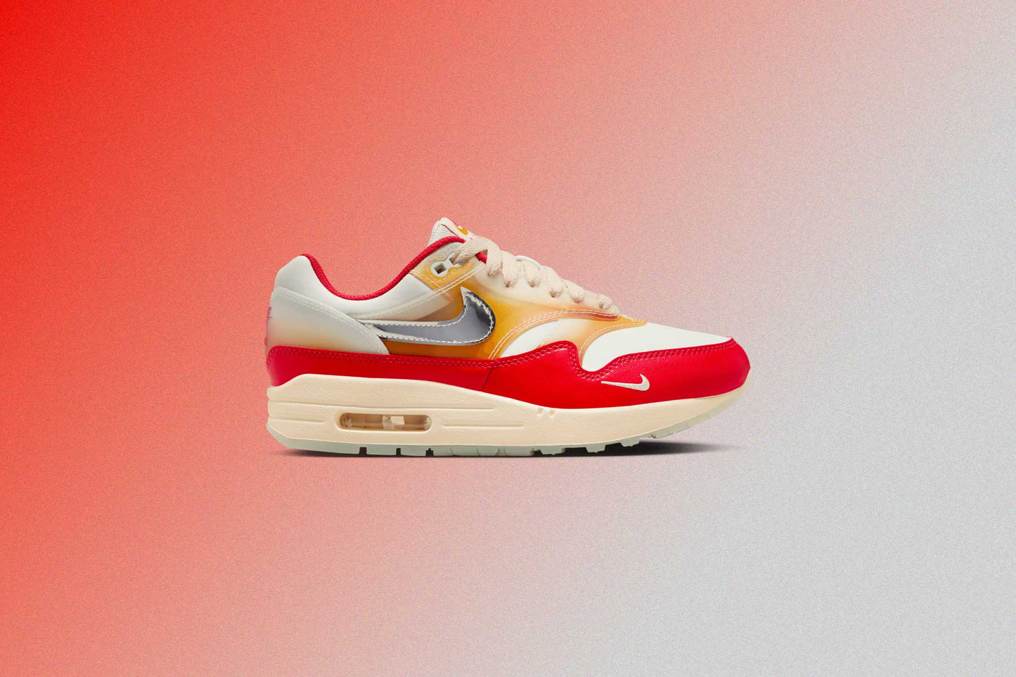 Womens Air Max 1 87 PRM Soft Vinyl Sail Metallic Silver Siren Red