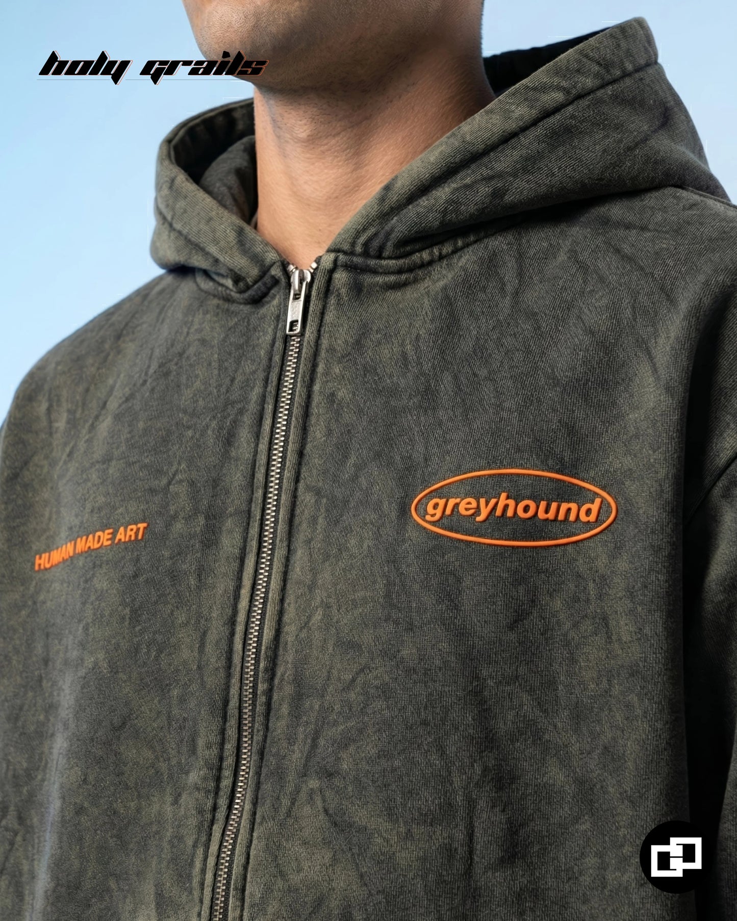 Behind Me for a Reason Zip Up Hoodie HG x Grey Hound