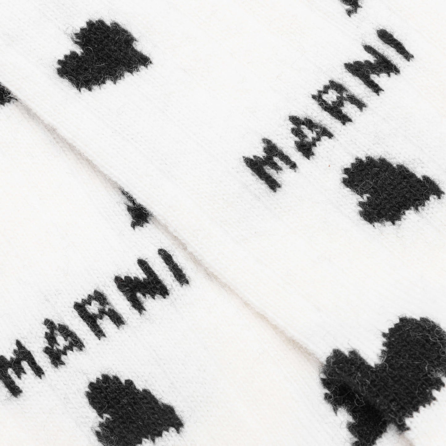 Heart Motif Wool Socks Talc
