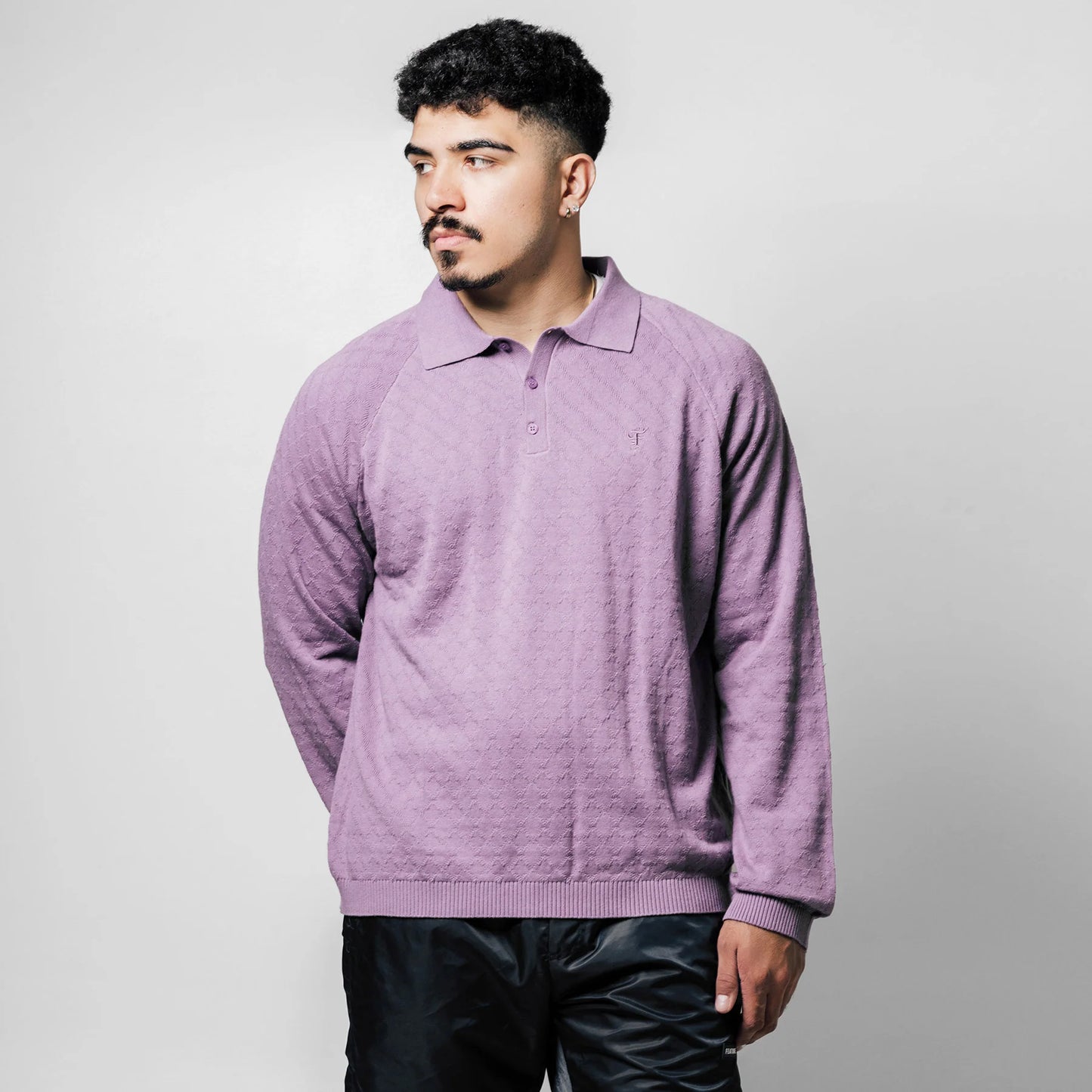Hogan Pointelle Raglan Sleeve Sweater Polo Indeevar Blue