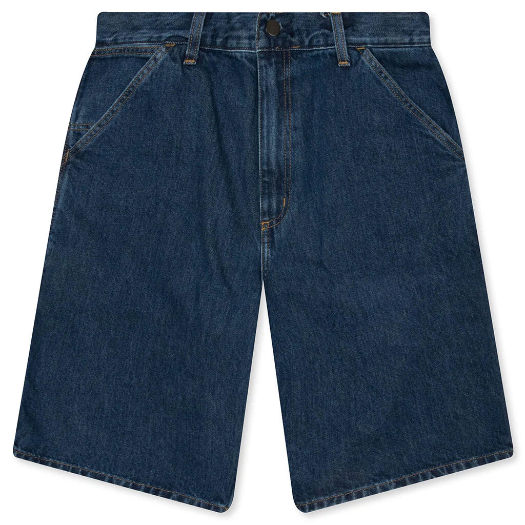 Single Knee Short Blue Stone Washed