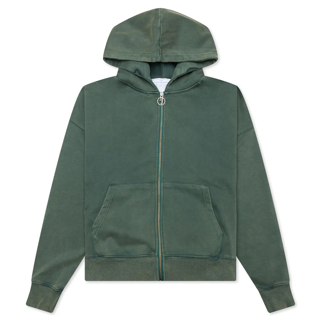 Good Morning Cops Vintage Wash Zip Hoodie Washed Green