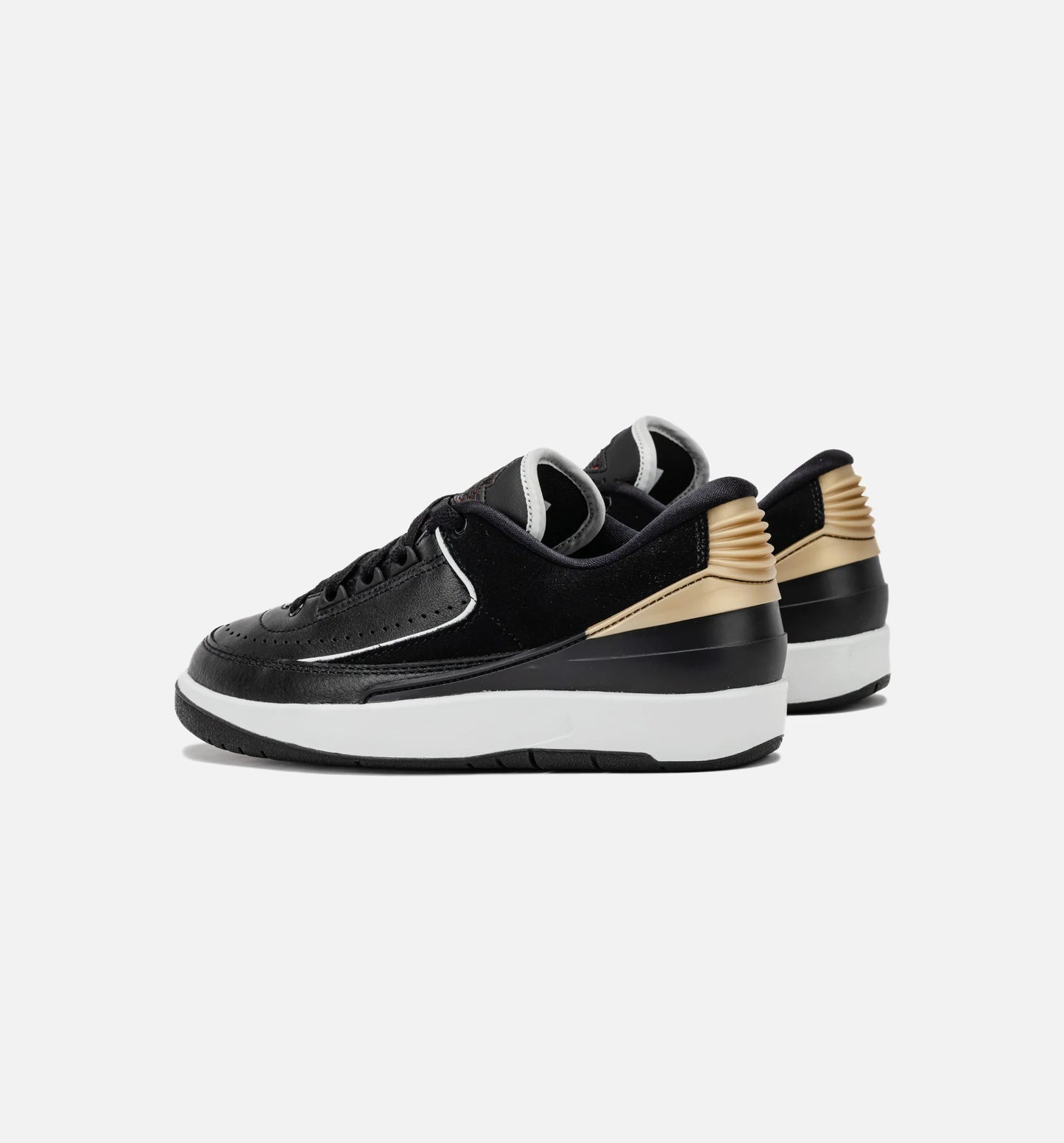Air Jordan 2 Retro Low Black Varsity Red Womens Lifestyle Shoe Black Varsity Red Metallic Gold Off White
