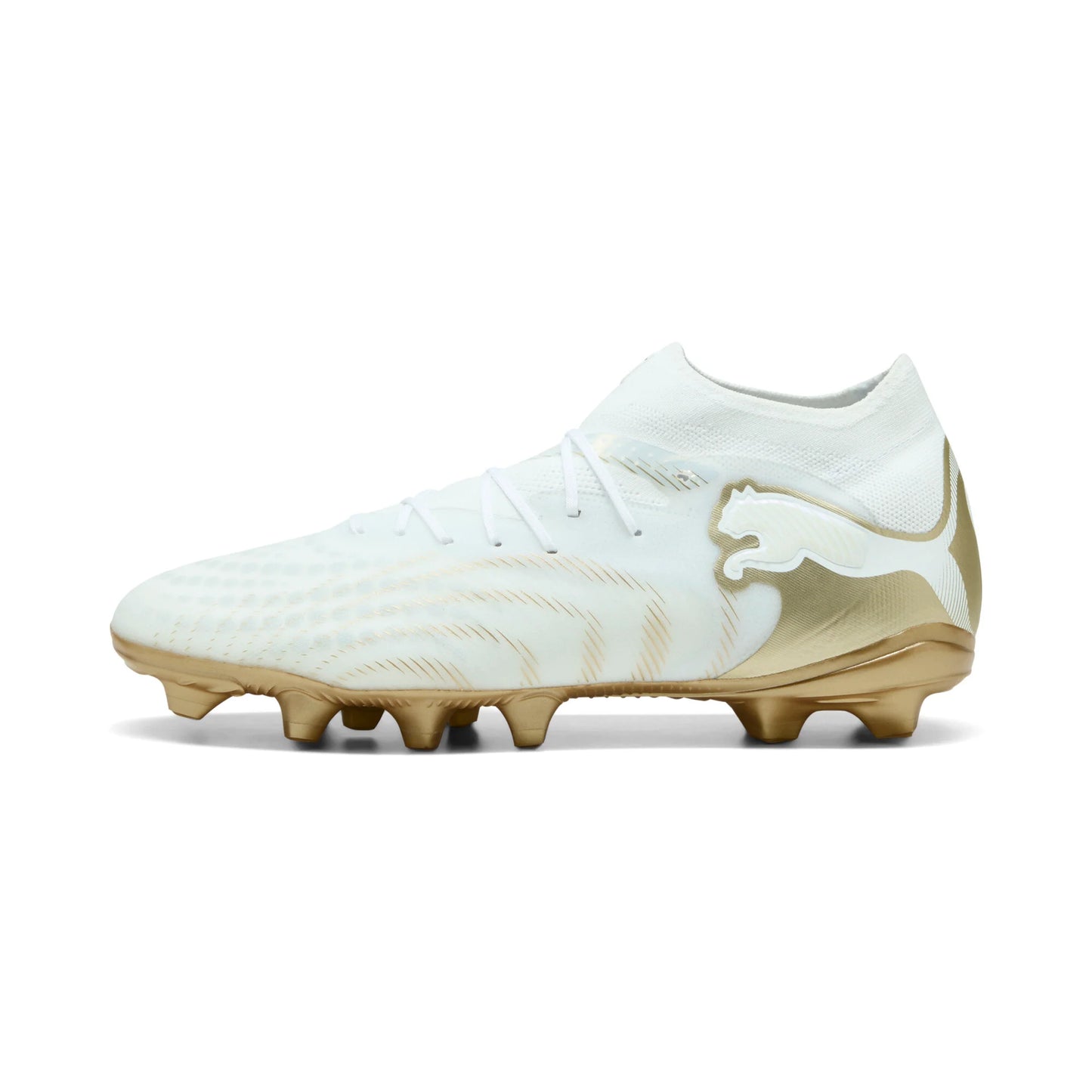 PUMA Future 9 Pro FG AG Firm Multi Ground Mens Soccer Cleats White Gold Black