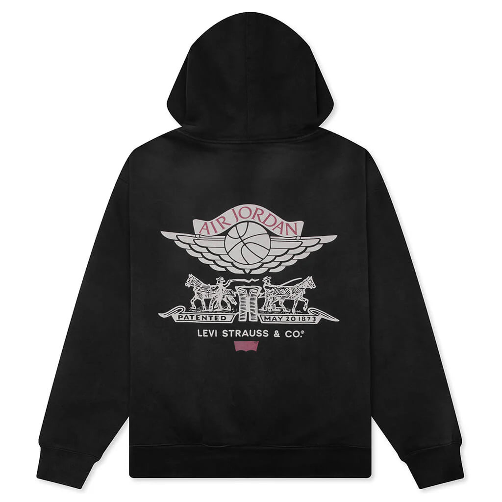 Jordan x Levis Hoodie Black Pale Ivory Gym Red