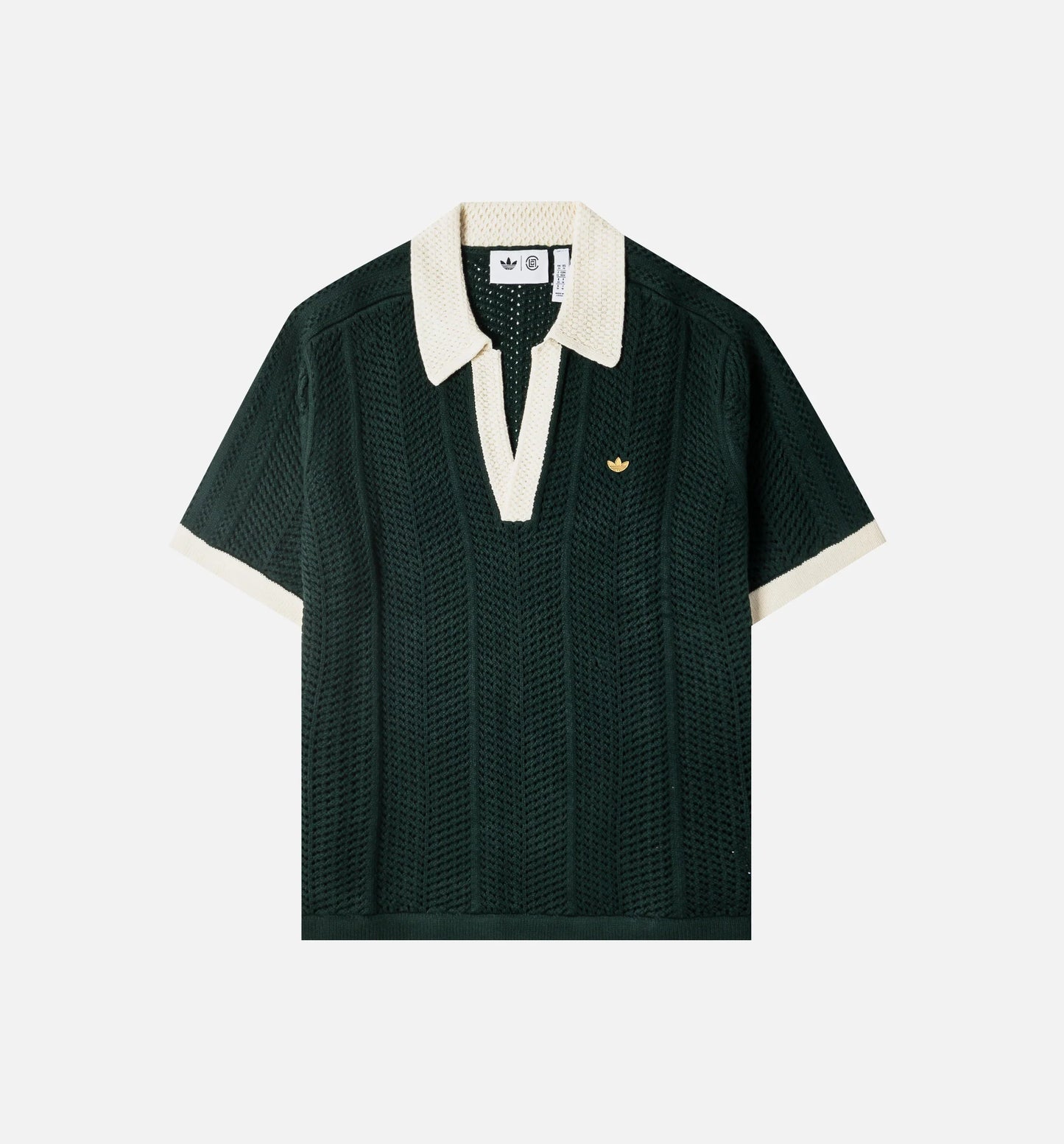 Clot x Adidas Knit Polo Mens Short Sleeve Shirt Green Night