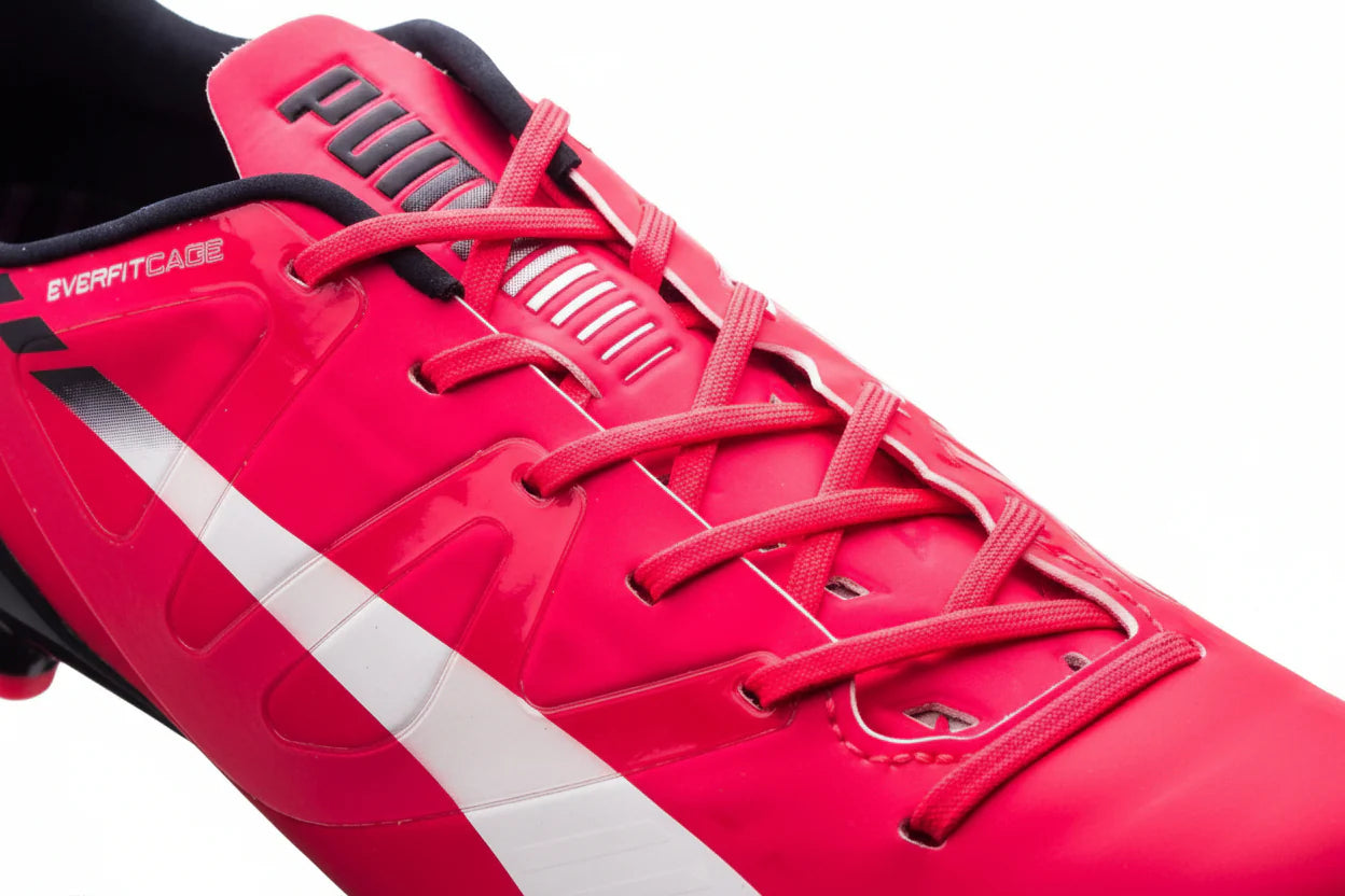 PUMA Evospeed 13 FG Firm Ground Soccer Cleats Bright Plasma White Peacoat