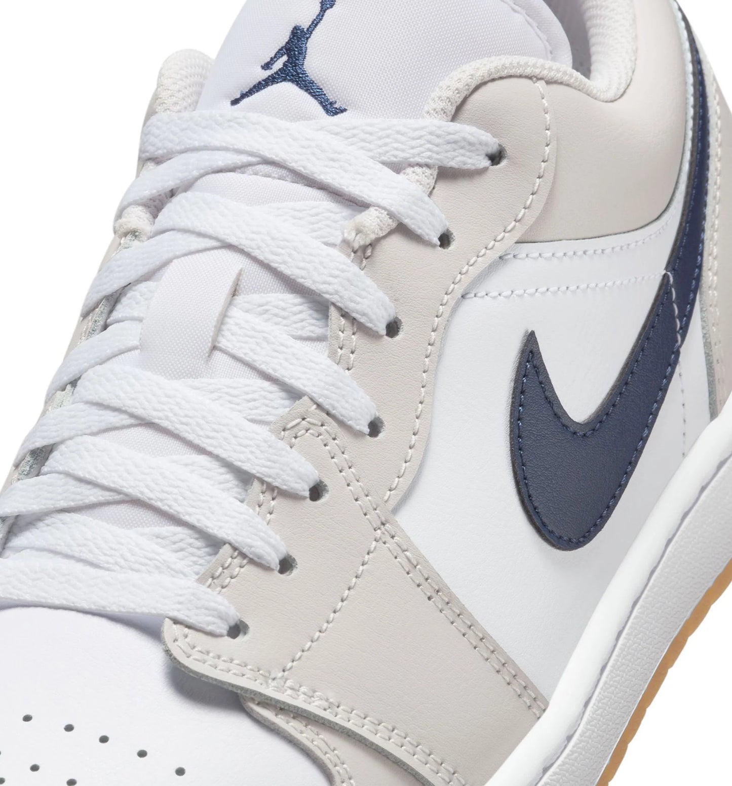 Air Jordan 1 Low Retro Mens Lifestyle Shoe White Neutral Grey Gum Medium Brown Midnight Navy