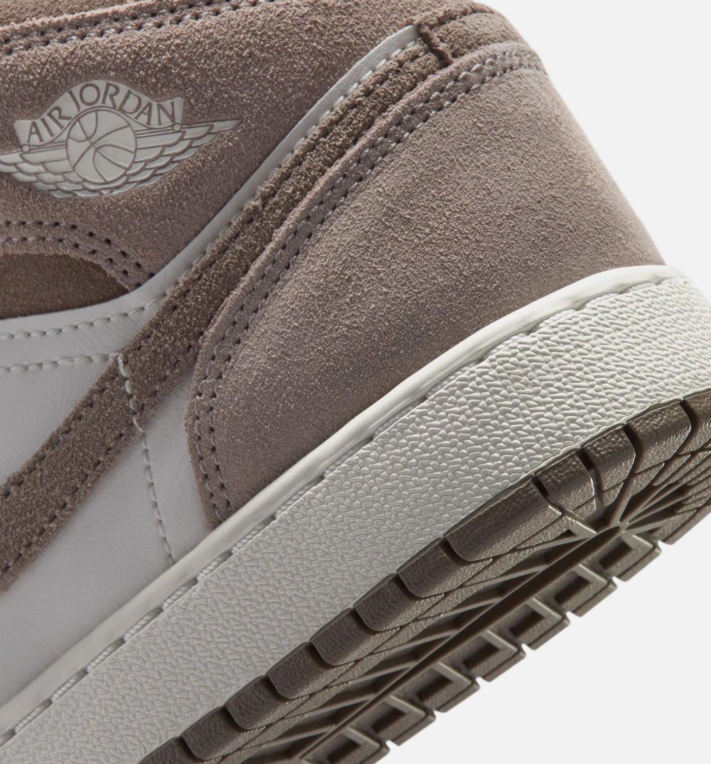 Air Jordan 1 Mid Grade School Lifestyle Shoe Enigma Stone Olive Grey Summit White