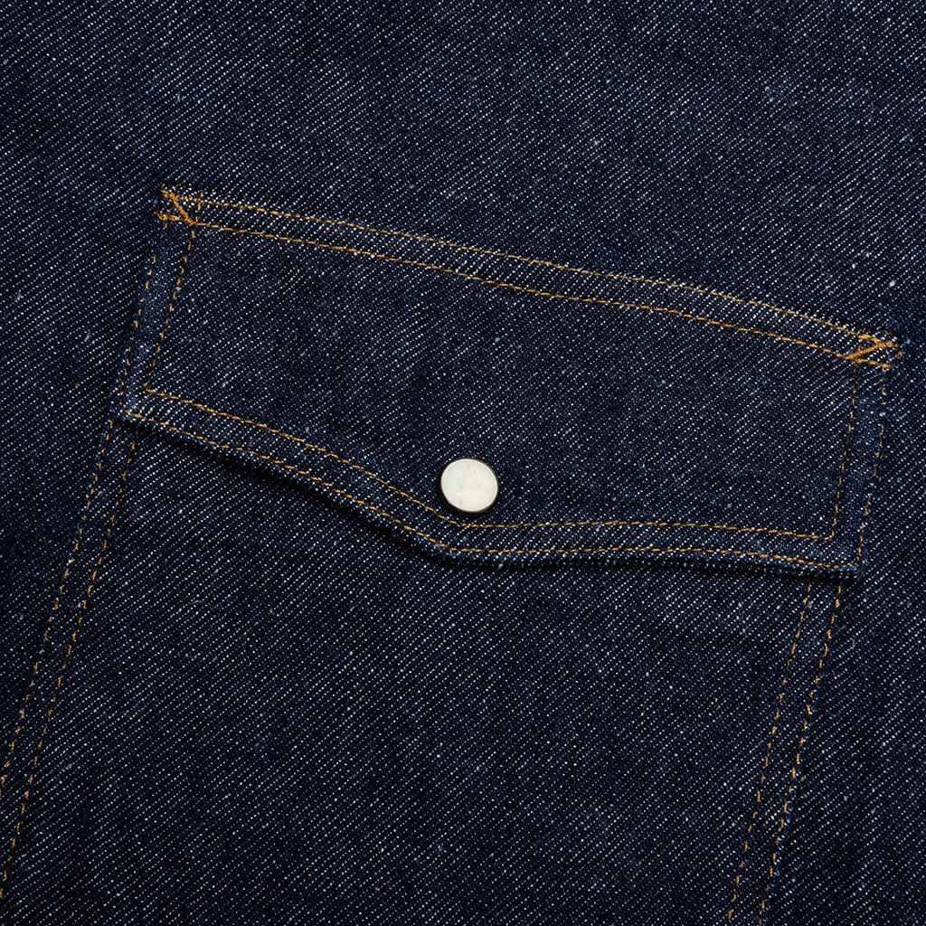 Boxy Western Denim L S Shirt Dark Denim