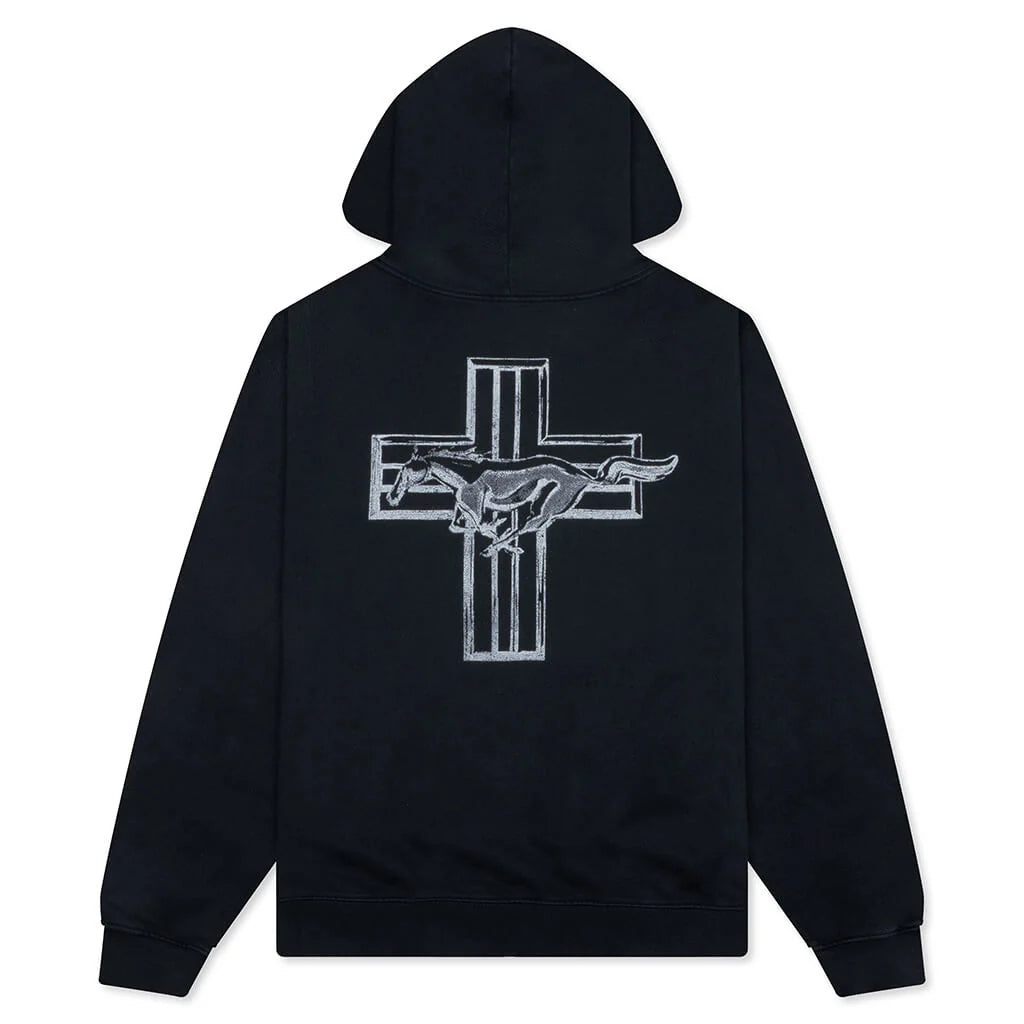 Mustang Cross Zip Up Hoodie Washed Black