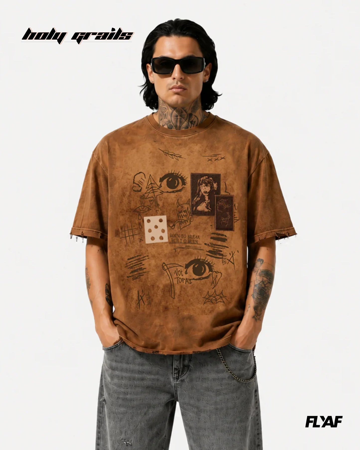 Cryptic Canvas Brown Tee HG x FLYAF