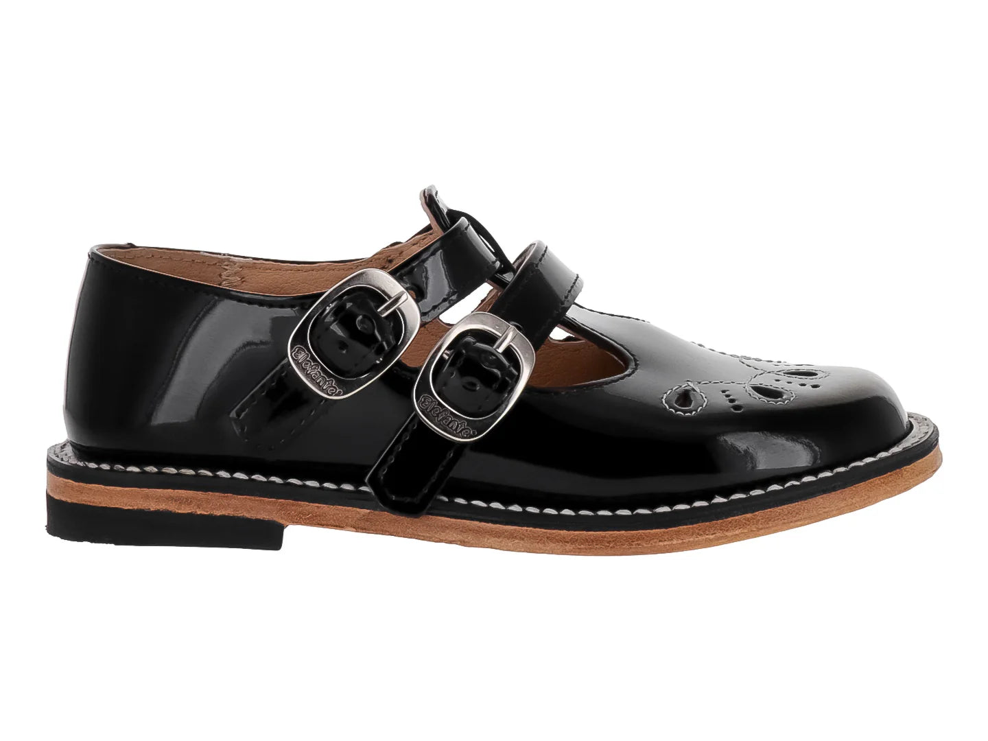 Zapatos Escolares Elefante Negro de Charol para Niña