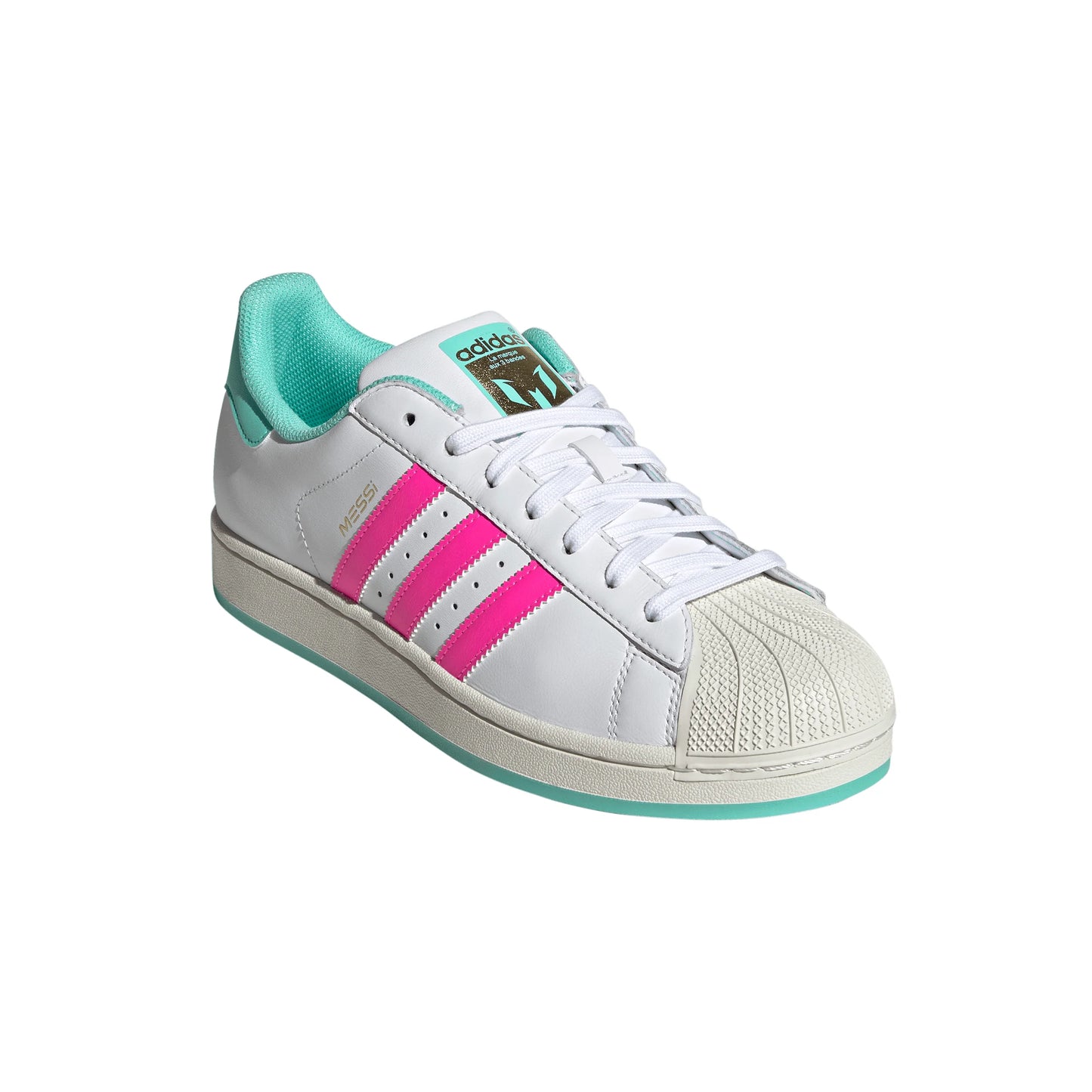 adidas Superstar Messi Mens Soccer Shoes White Pink Aqua