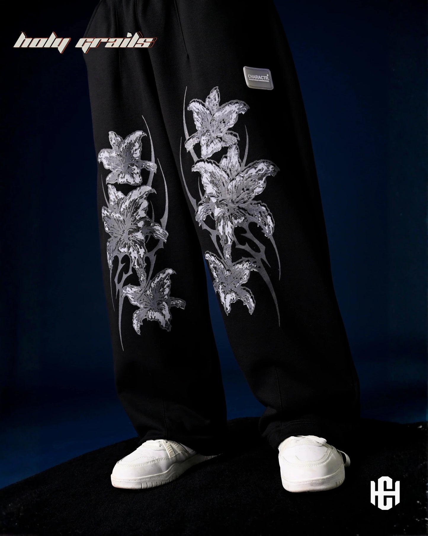 Frosted Floral Black Pants HG x Charactr