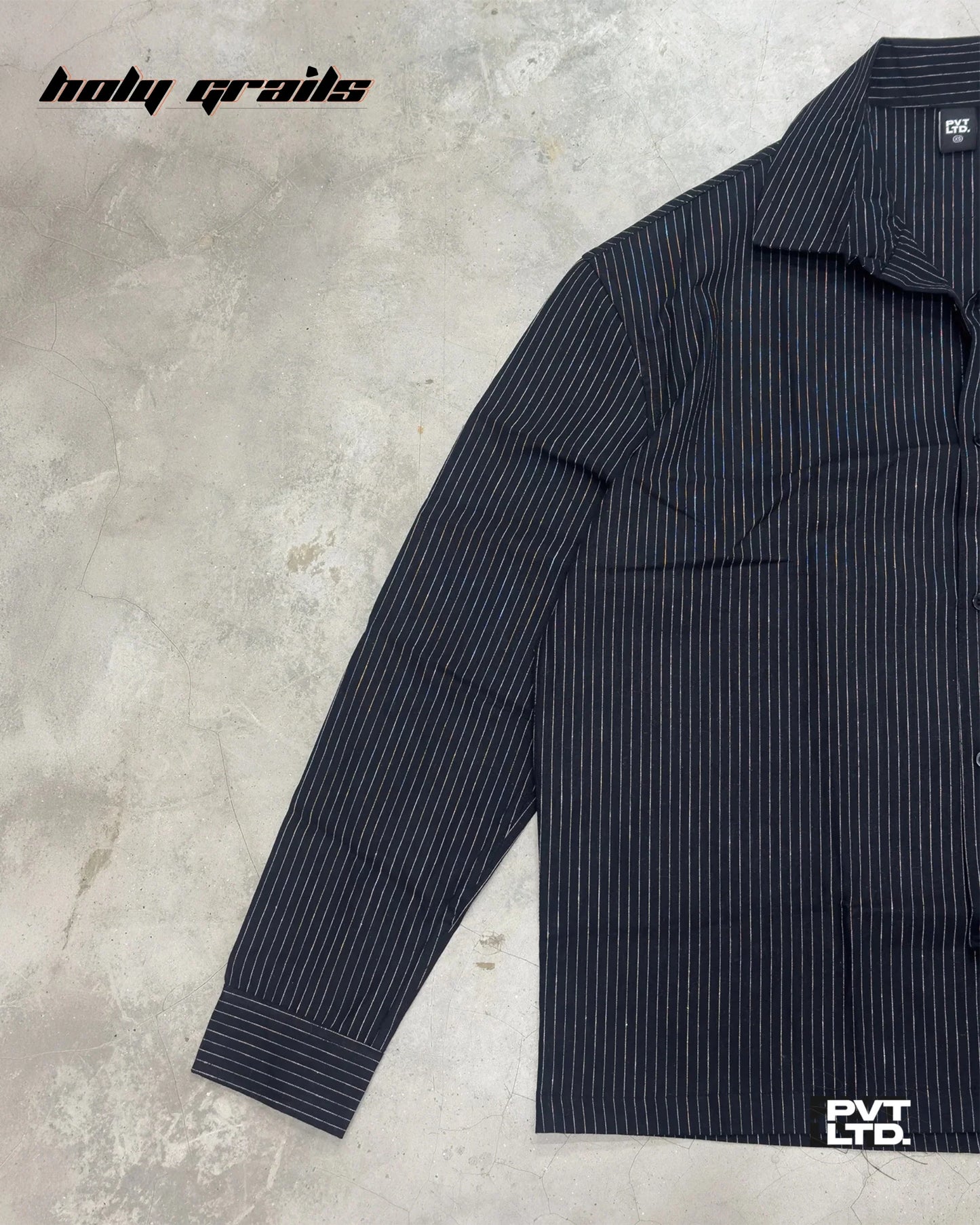 Pinstripe Black Linen Shirt HG x Pvt Ltd