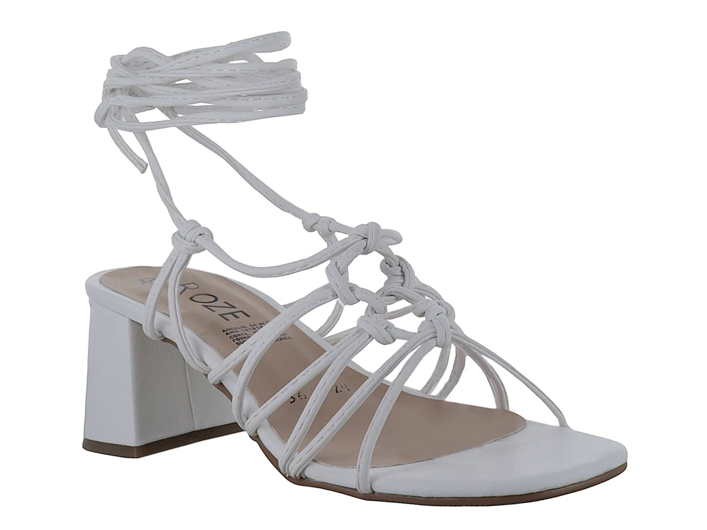 Sandalias Roze Tacón Cuadrado Blanco para Mujer