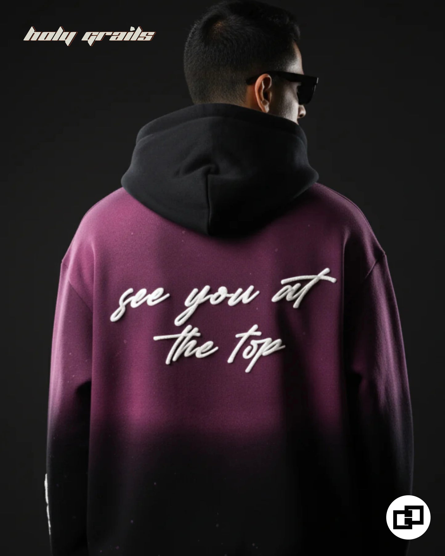 See You At Top Pink To Black Ombre Hoodie HG x Grey Hound