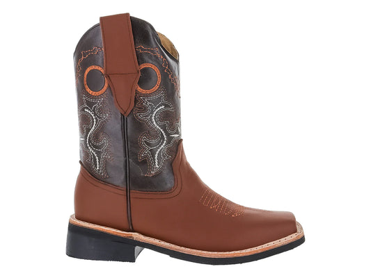 Botas Vaqueras Jinetitos Piel Shedron Naranja para Niño