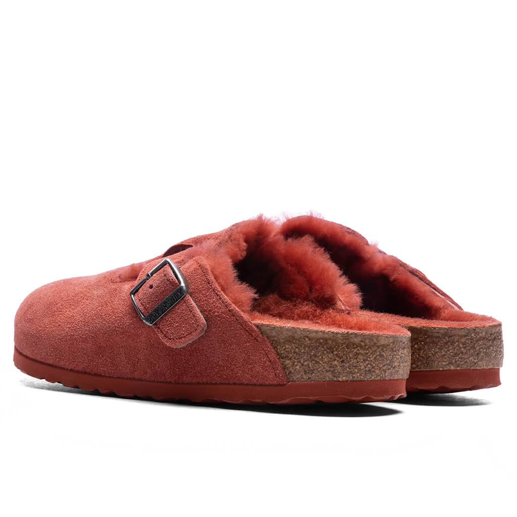Womens Narrow Boston Suede Sienna Red