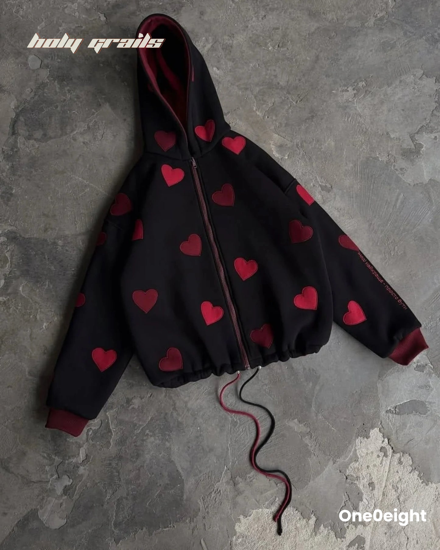 Heart on Fire Reversible Zipper Hoodie HG x One0eight