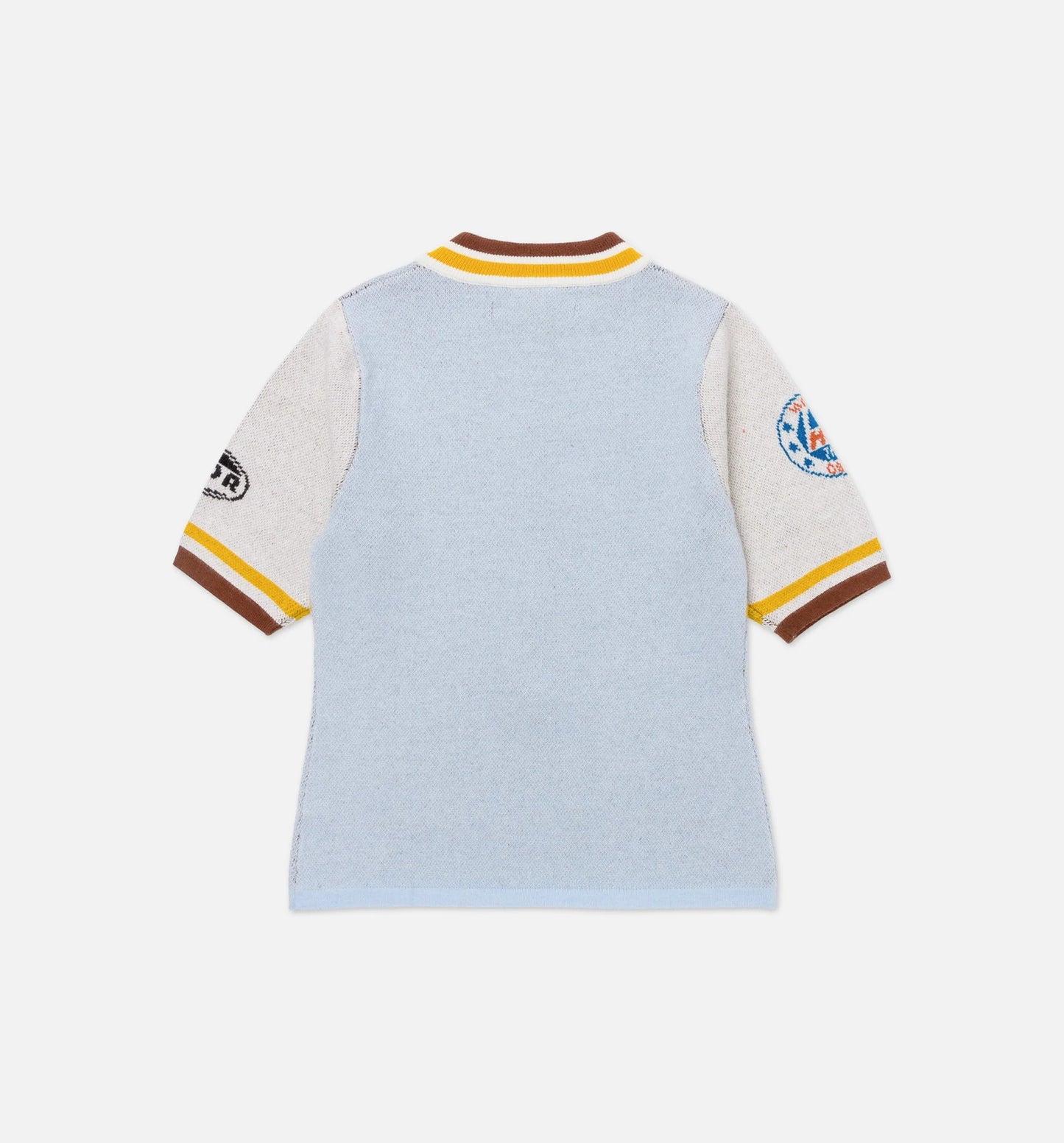 Racing Mock Neck Womens Short Sleeve Shirt Blue