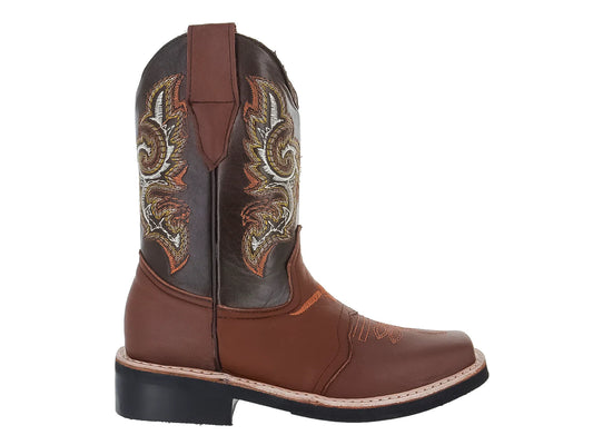 Botas Vaqueras Jinetitos Color Marrón y Naranja para Niño