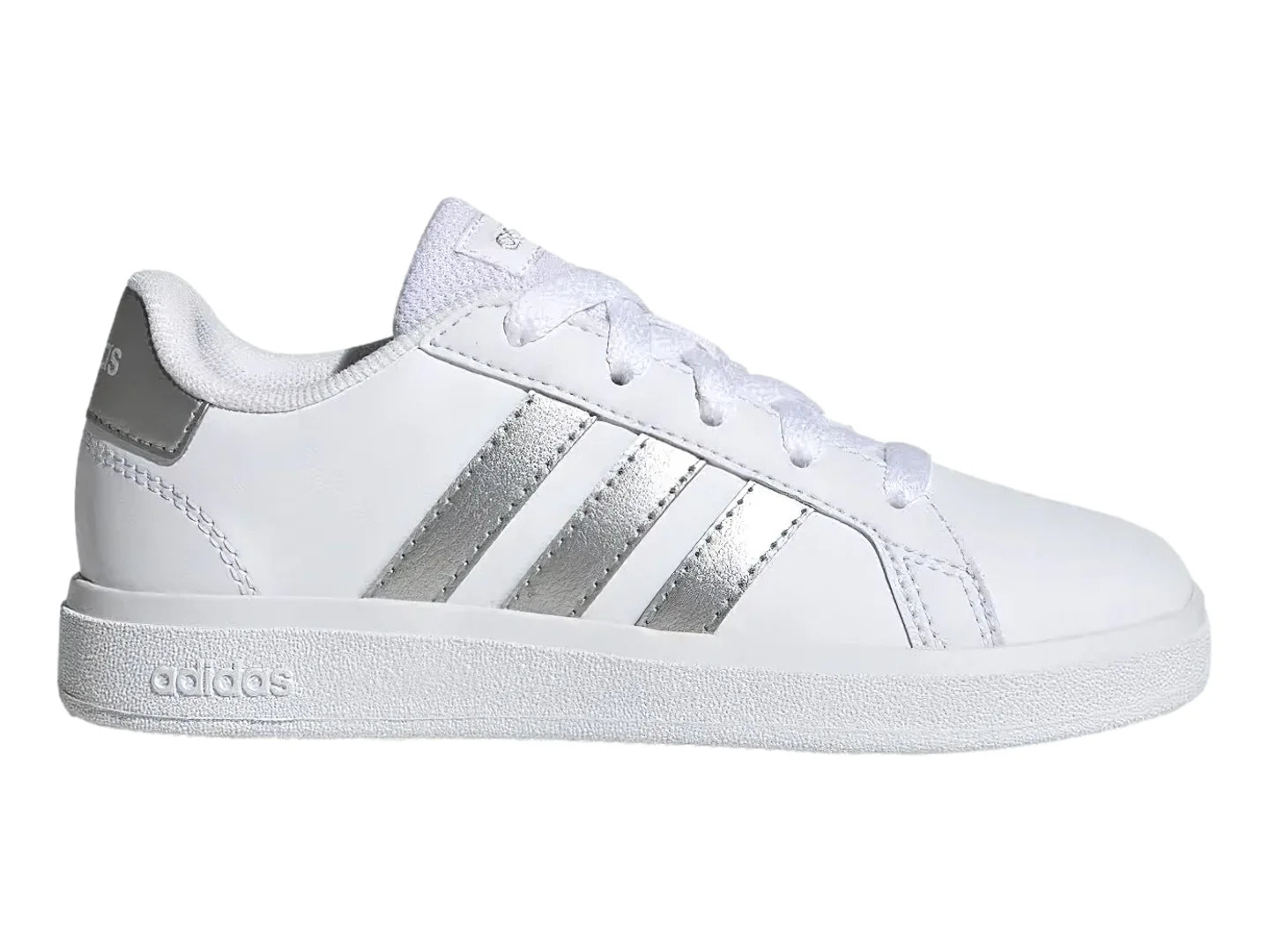 Tenis Adidas Grand Court 20 Blanco y Plata para Niña