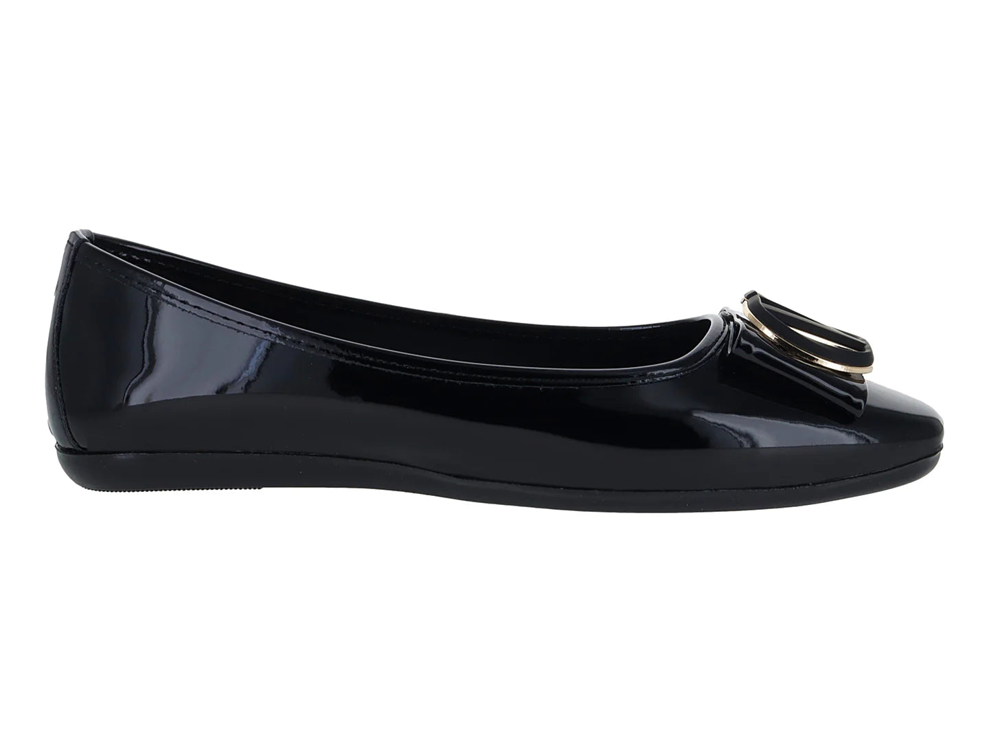 Zapatos Flats Luna Rosa Negro de Charol para Mujer