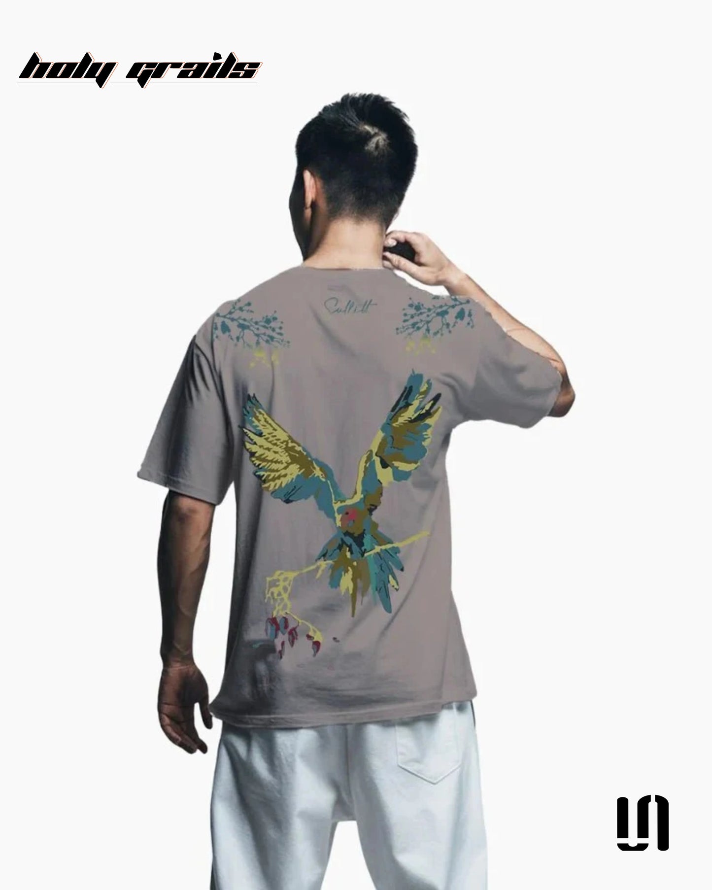 Vividly Parrot Ash Grey Oversized Tee HG x Sullitt