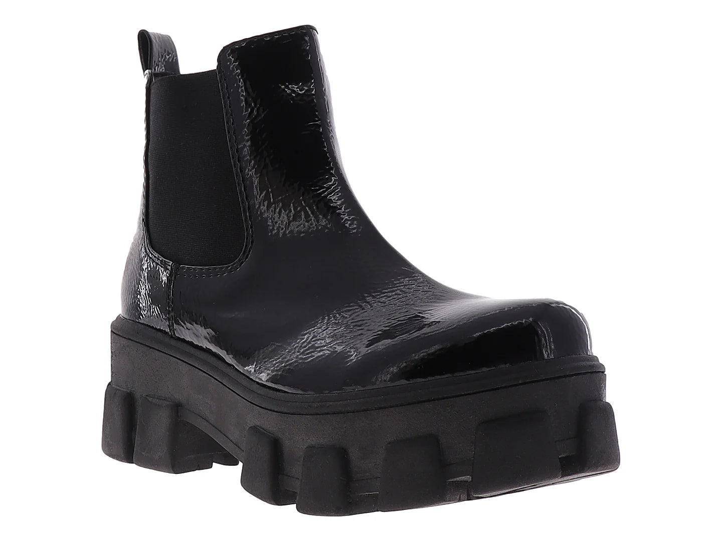 Botines Nomadas Negro Charol Arrugado para Mujer
