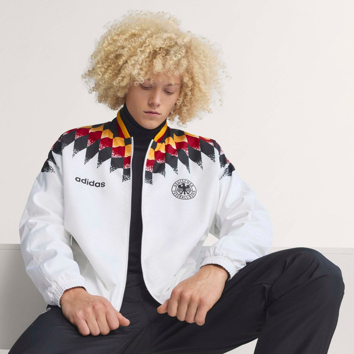 adidas Germany 1994 Mens Soccer Track Top White Black Red