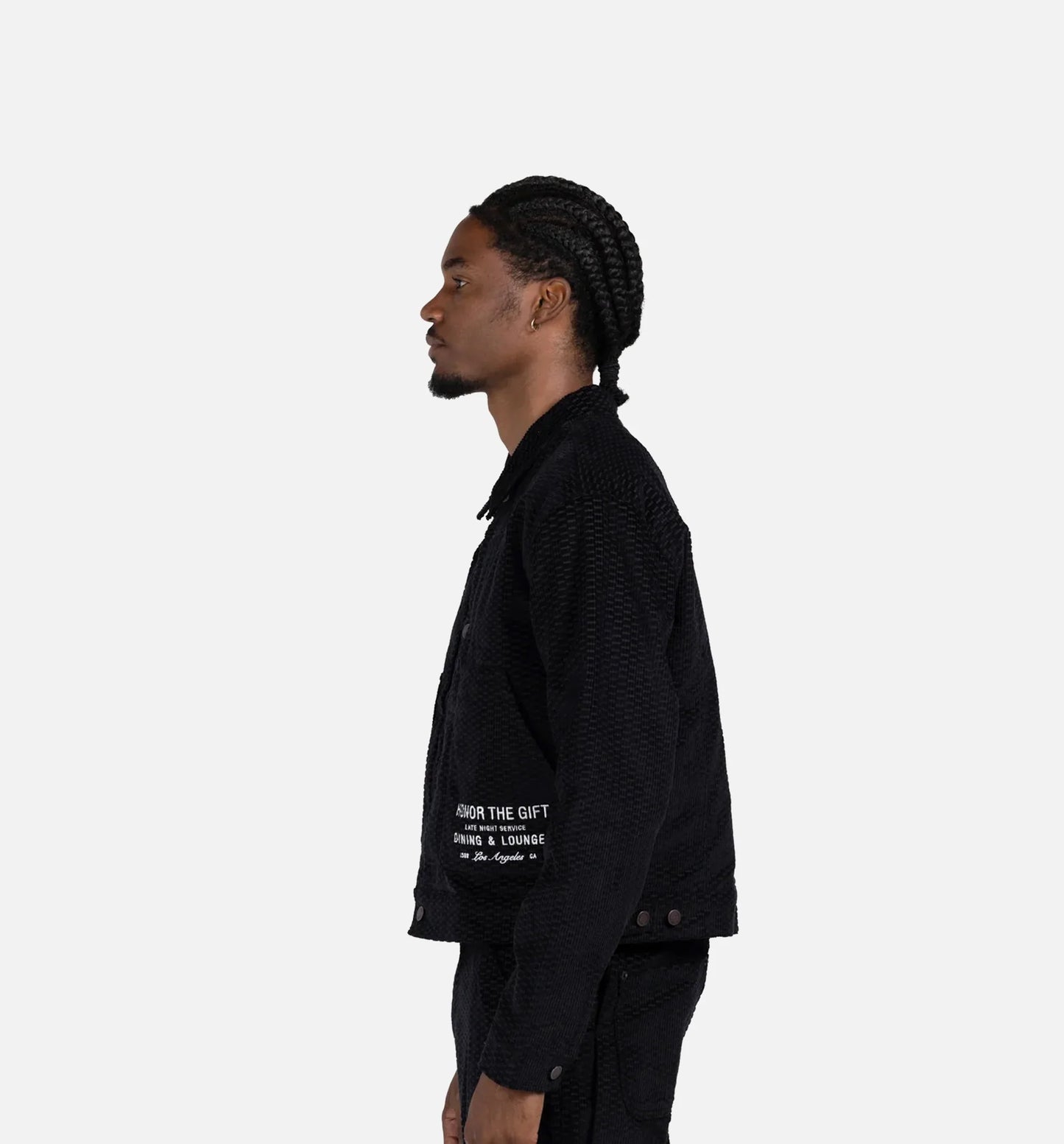 Cord Button Up Mens Jacket Black