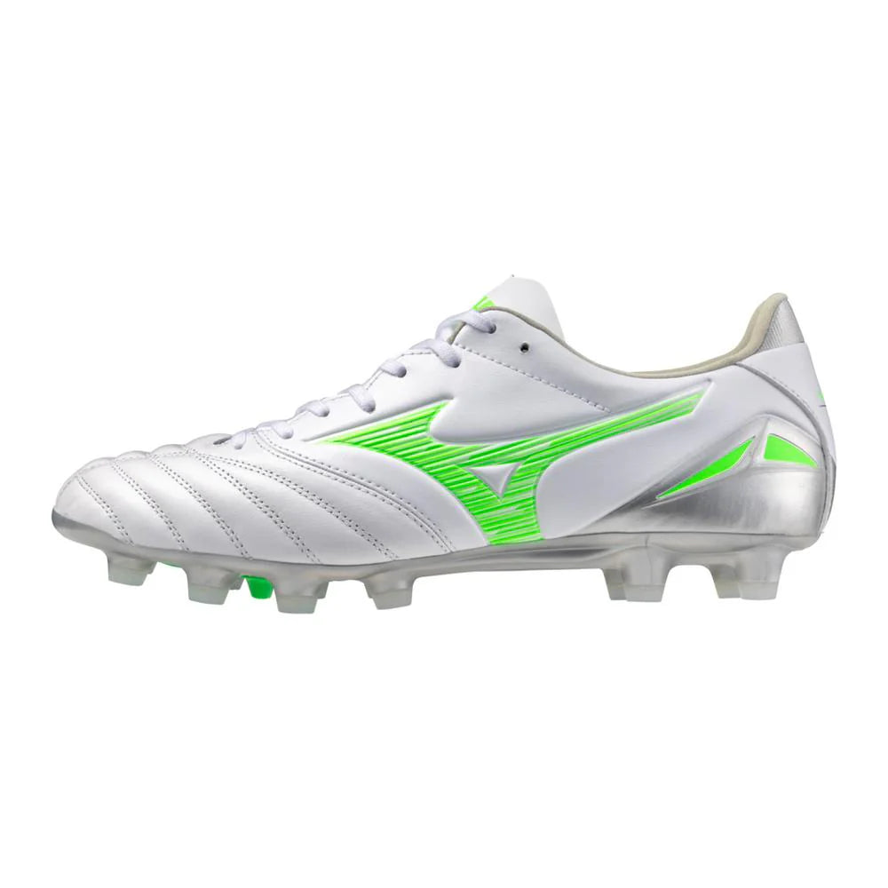 Mizuno Morelia Neo IV Pro FG Firm Ground Soccer Cleats White Neon Green