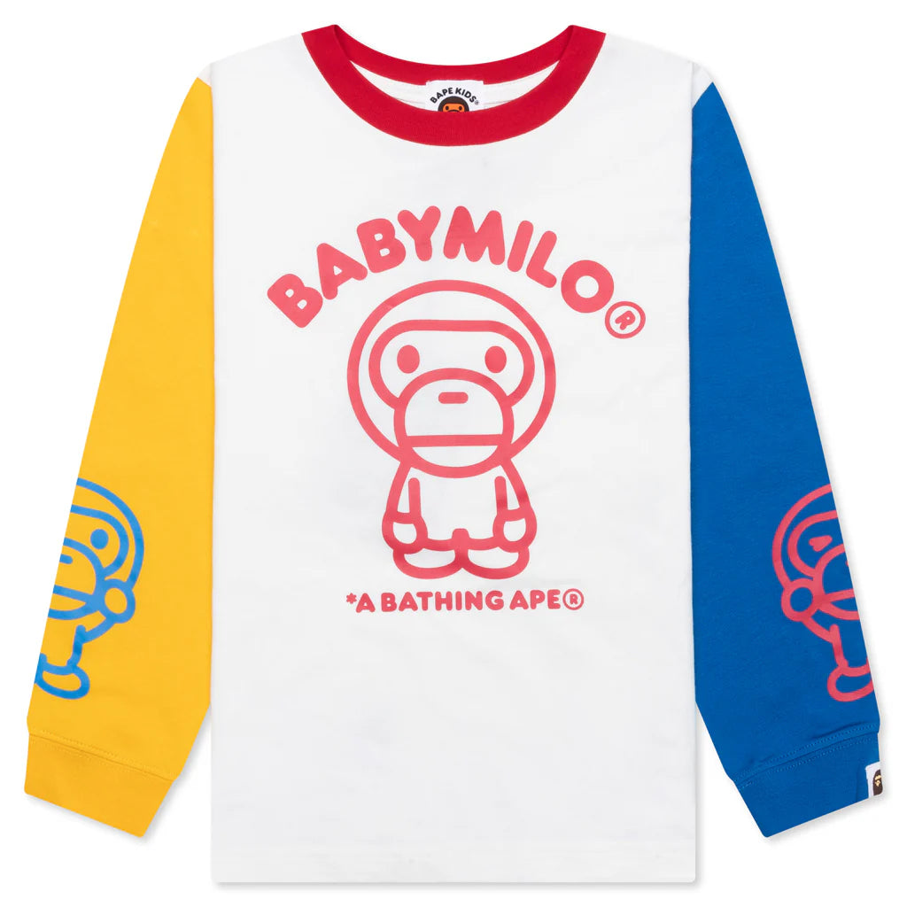 Kids Multi Baby Milo L S Tee White