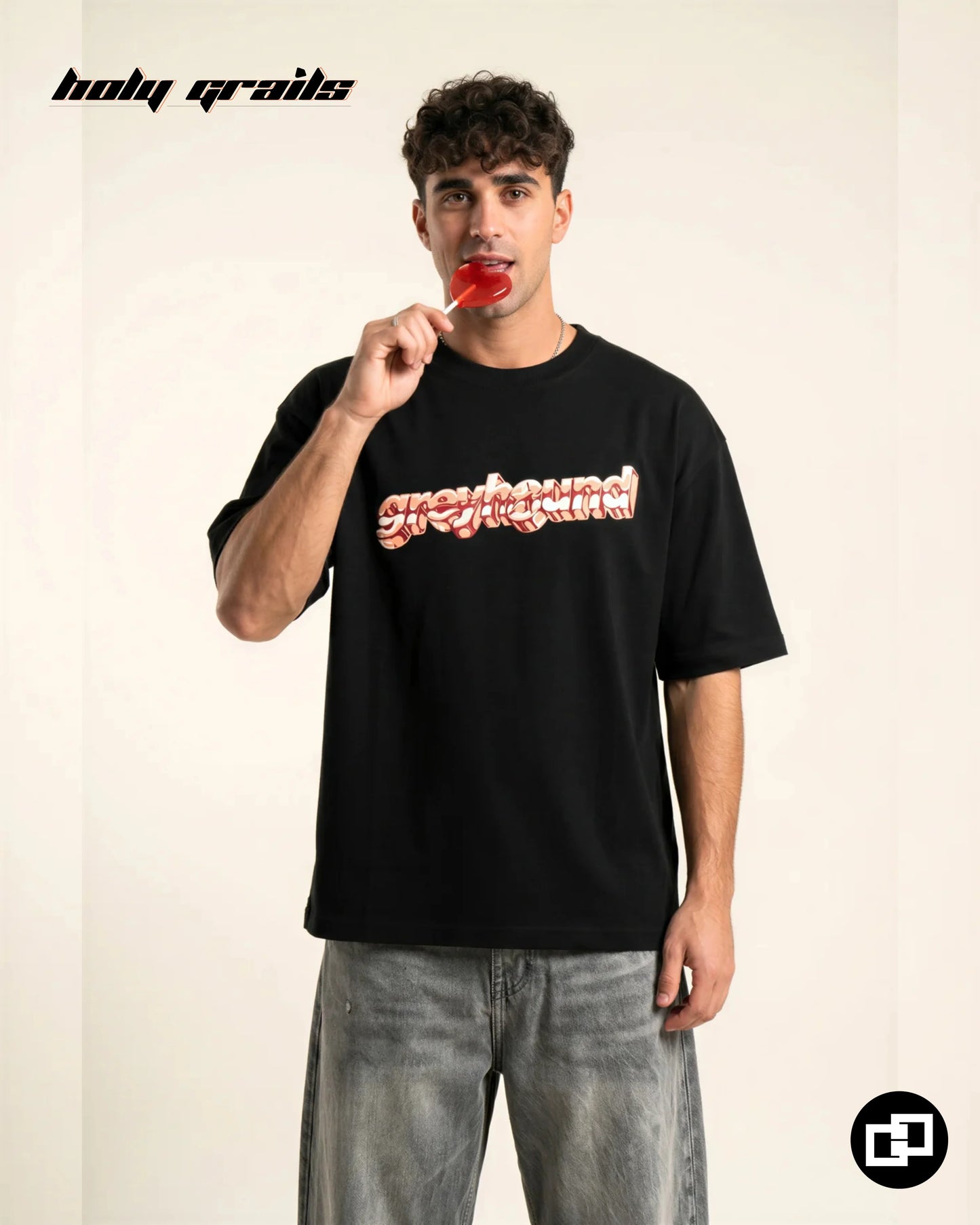 Sinful Delight Black Oversize Tee HG x Grey Hound