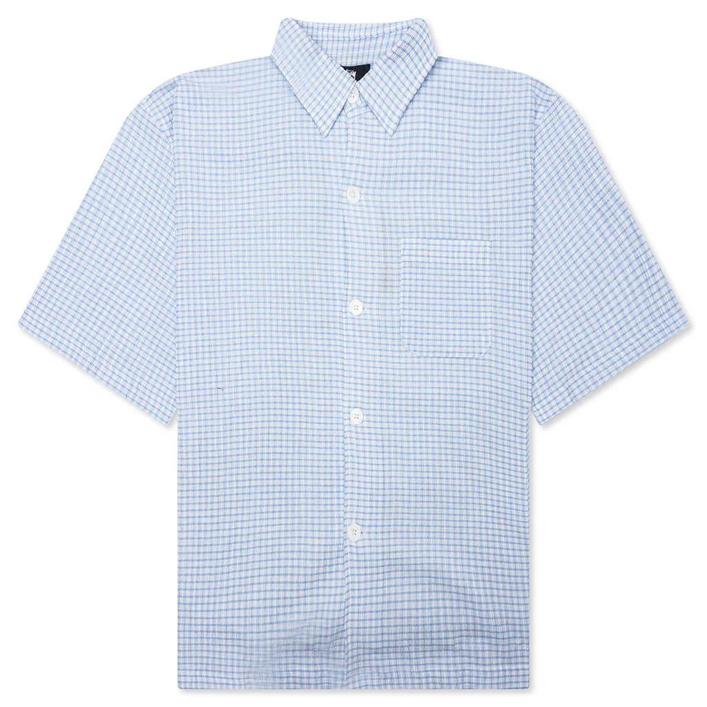 Flat Bottom Crinkled Shirt Blue Check