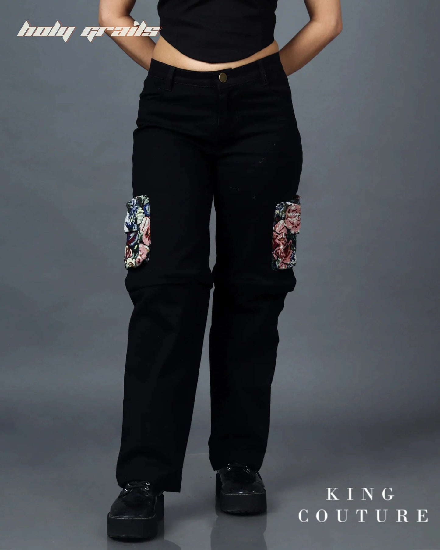 Floral Pocket Detachable Zipper Pants HG x King Couture